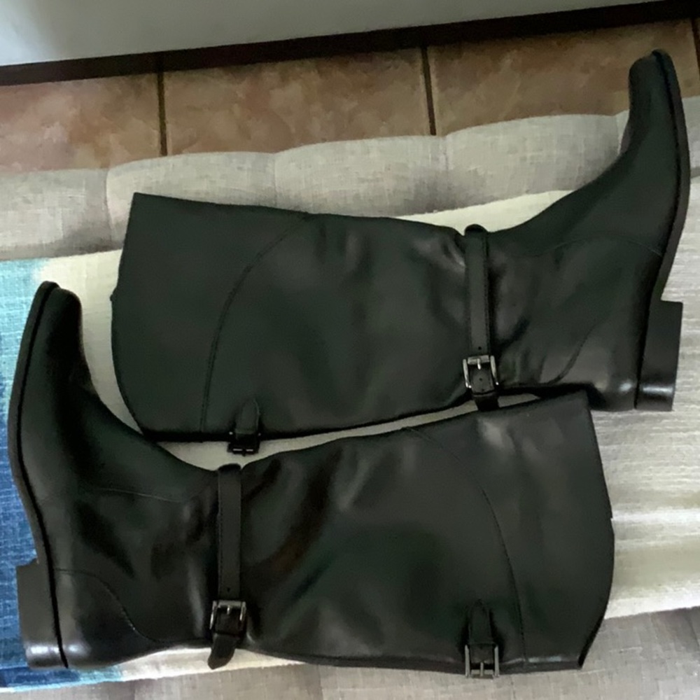 LL Bean Black Leather Riding Boots Size 7.5